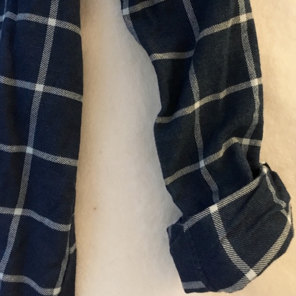 MUJI navy blue grid button down flannel shirt 🗣 - Picture 7 of 7